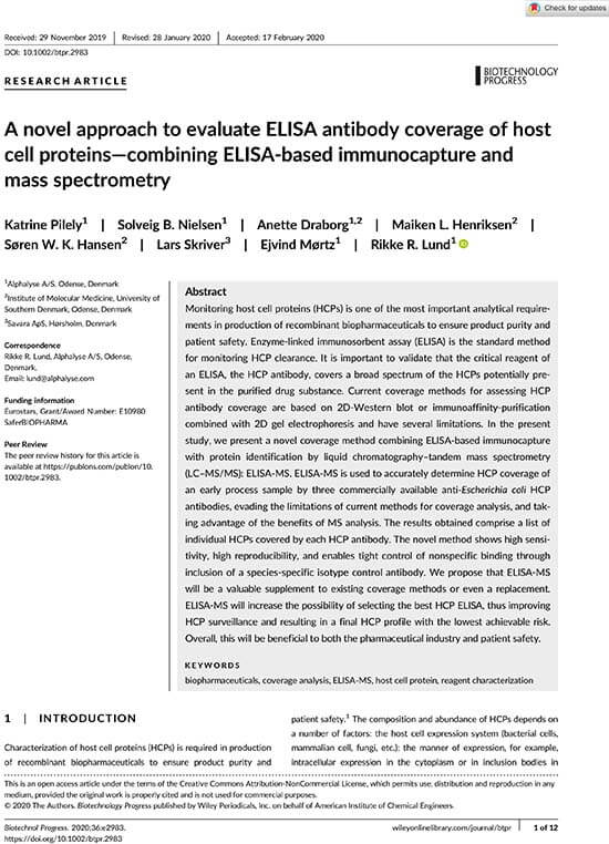 Evaluate ELISA-antibody coverage of HCPs using ELISA-MS