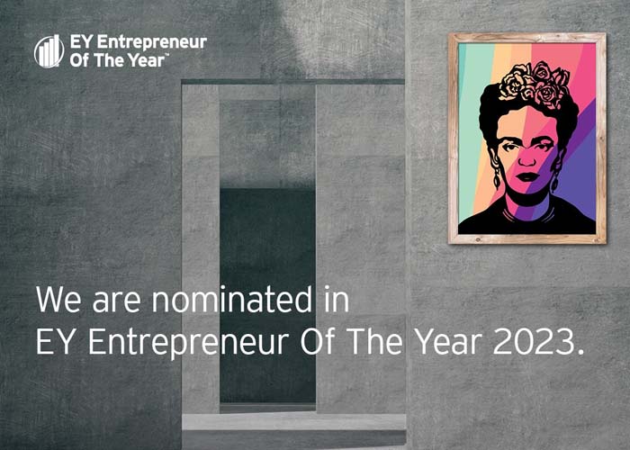 Banner saying we have been nominated for the EY Entrepreneur of the Year award.