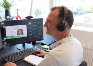Alphalyse COO Ejvind Mørtz attends the 2024 BEBPA HCP Conference virtually from his office.