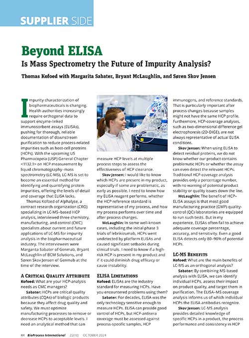 Beyond ELISA - is mass spectrometry the future of impurity analysis?