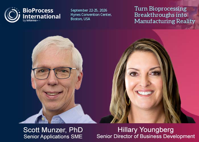 Meet Hillary Youngberg, Senior Director of Business Development, and Scott Munzer, Senior Applications SME, at BioProcess International 2026.
